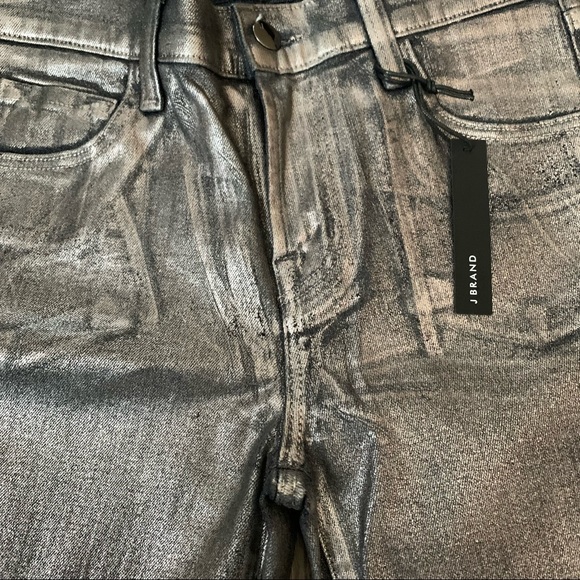 J BRAND NWT Metallic Foil Chrome Selena Jeans - Picture 13 of 14